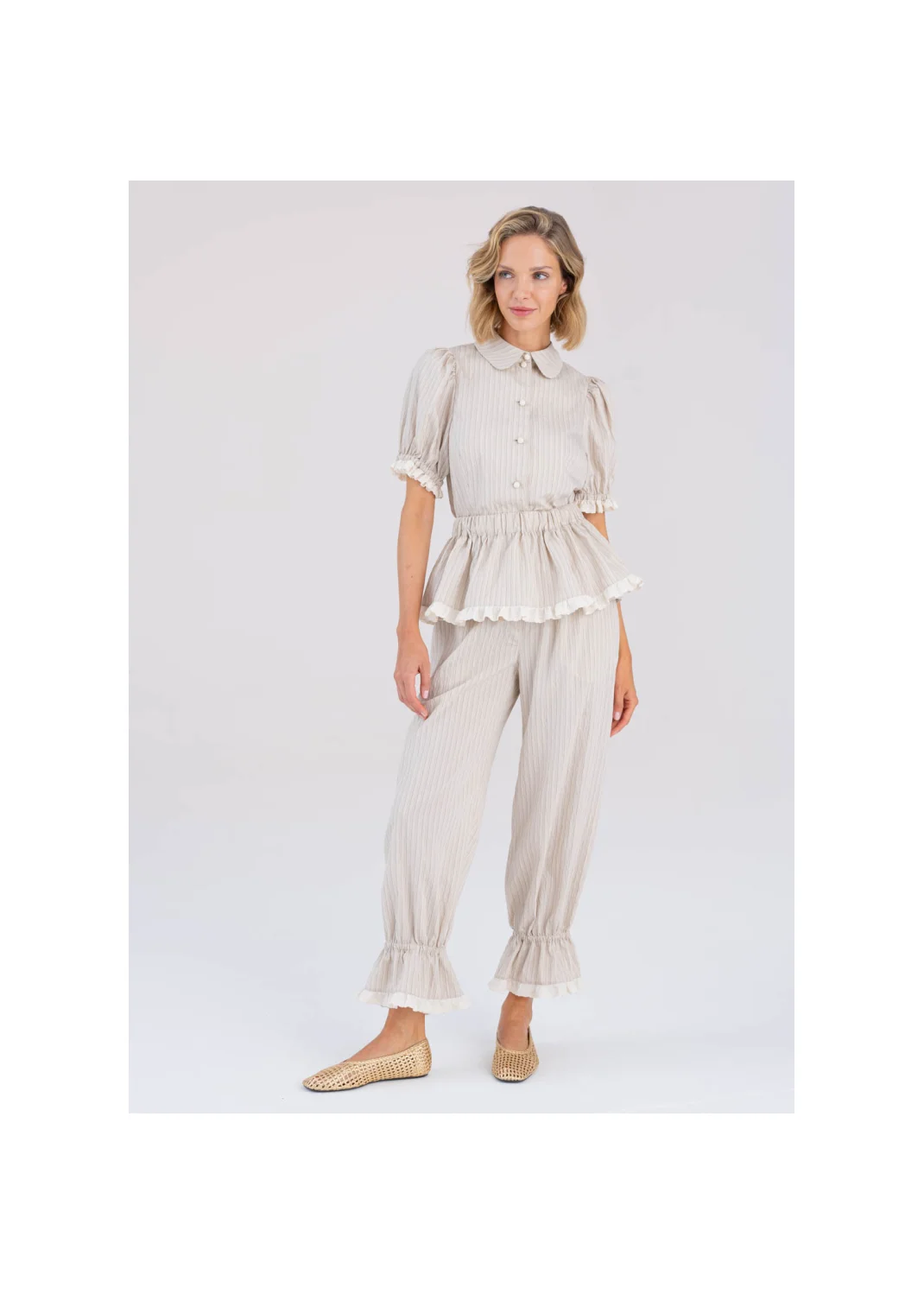  LEYLA blouse, beige stripes - 194479