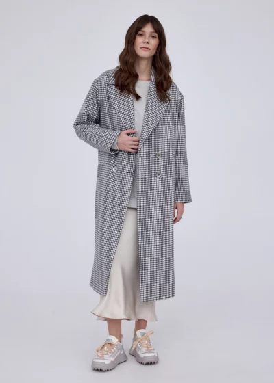 Coat NICOLA grey houndstooth 