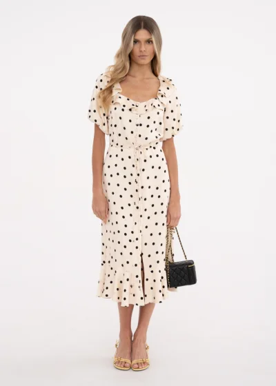 Dress CORTINA beige polka dots