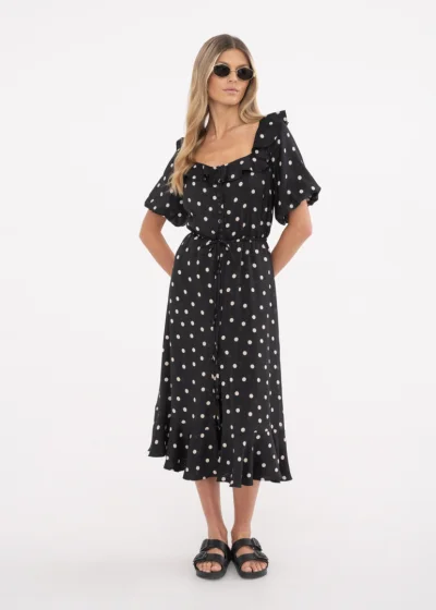 Dress CORTINA black polka dots