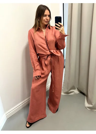 Pants SARDYNIA pink linen