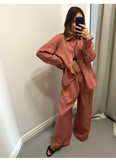 Shirt SARDYNIA pink linen