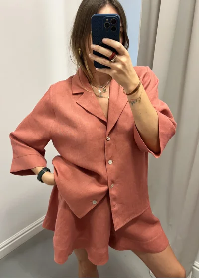 Shirt CRETE pink linen