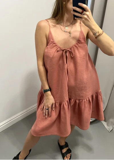 Dress VELA pink linen