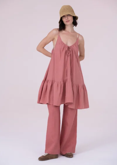 Dress VELA pink linen