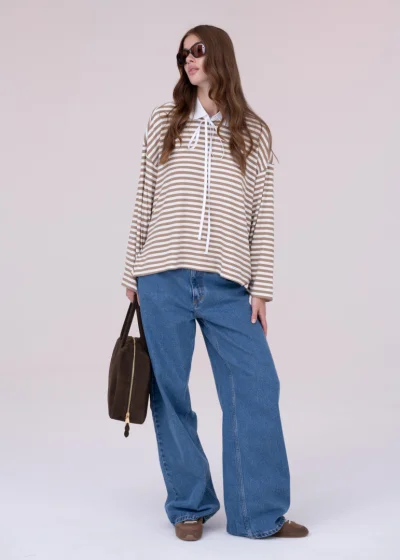 Sweatshirt DANIELLA striped brown