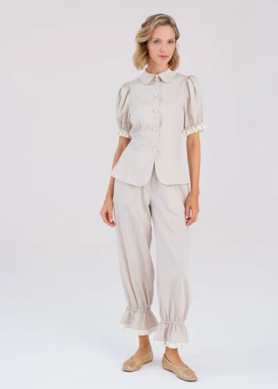  LEYLA blouse, beige stripes